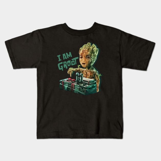 Groot with Bomb (Low Poly) Kids T-Shirt by |NAME|